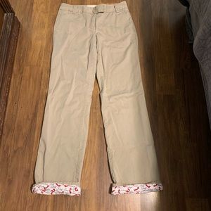 J.Crew flannel-lined chinos, size 8 tall.